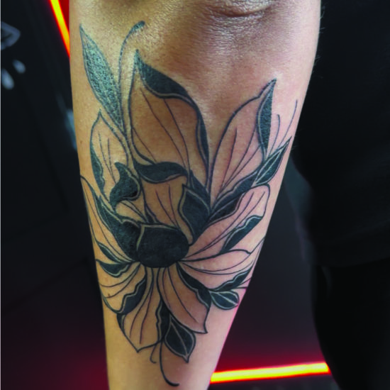 Picture of a japanese peony tattoo.