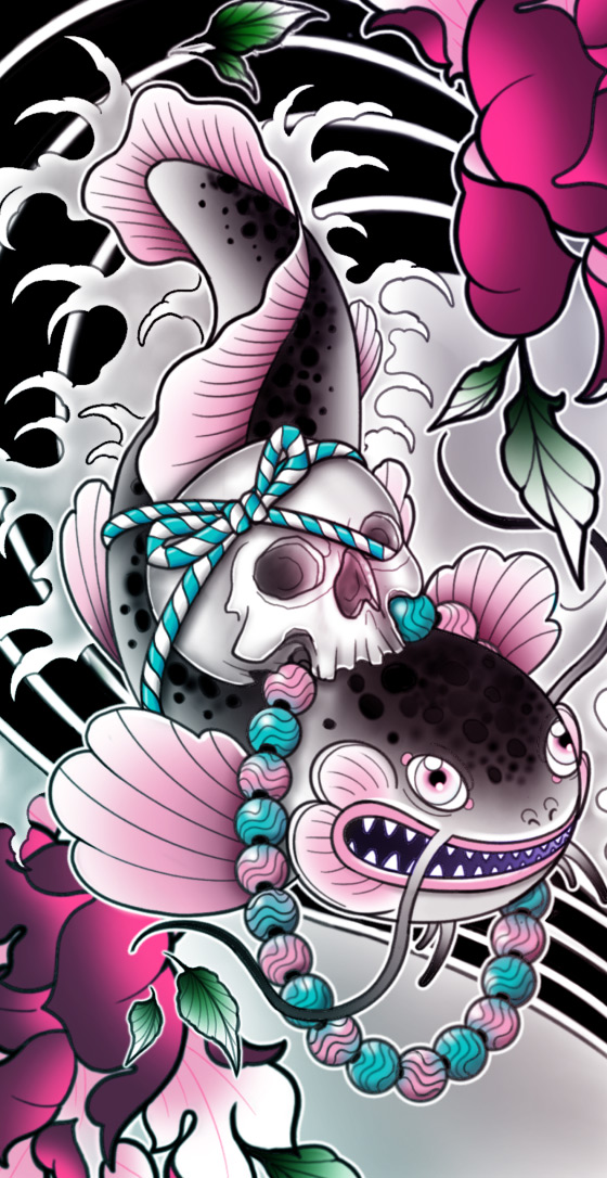 Japanese Catfish Tattoo Design Available
