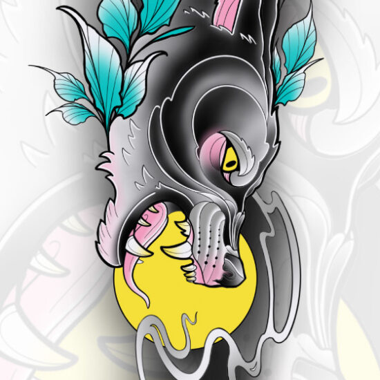 Neo Trad Wolf Head Tattoo Design Available